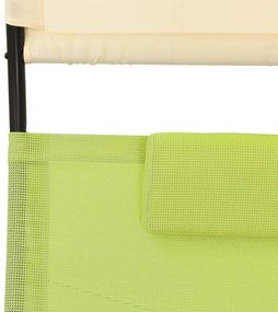 Ξαπλώστρα Διπλή με Σκίαστρο Πράσινη / Κρεμ από Textilene - Πράσινο
