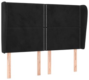 Κεφαλάρι με Πτερύγια Μαύρο 147x23x118/128 εκ. Βελούδινο 3117866