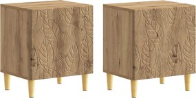 vidaXL Κομοδίνο 2 τεμ. Artisan Δρυς 43 x 34,5 x 50 εκ