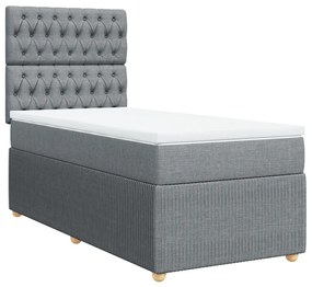 vidaXL Κρεβάτι Boxspring με Στρώμα Ανοιχτό Γκρι 90x190 εκ. Υφασμάτινο