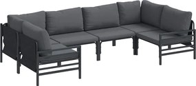 vidaXL Σετ Καναπέ Κήπου με μαξιλάρι 6 pcs Μαύρο Ατσάλι