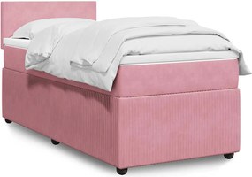 vidaXL Κρεβάτι Boxspring με Στρώμα Ροζ 100x200 εκ. Βελούδινο