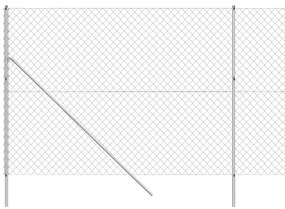 vidaXL Συρματόπλεγμα Περίφραξης Ασημί 2 x 25 μ. με Στύλους