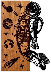 Διακοσμητικό Τοίχου Cosmic 899SKL2697 42x3x58cm Walnut-Black Wallity Μέταλλο,Ξύλο