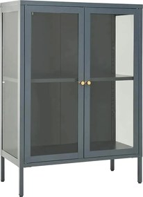 vidaXL Μπουφές Ανθρακί 75 x 35 x 105 εκ. από Ατσάλι και Γυαλί