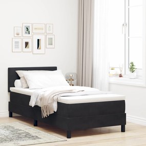 vidaXL κρεβάτι Box Spring με στρώμα & LED μαύρο 90x190 εκ. βελούδο