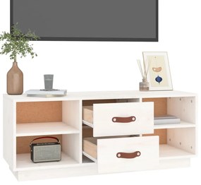 vidaXL Έπιπλο Τηλεόρασης Λευκό 100 x 34 x 40 εκ. από Μασίφ Ξύλο Πεύκου
