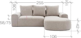 Γωνιακός καναπές Civil S-Δεξιά - 255.00Χ191.00Χ42.00cm