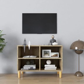 vidaXL Έπιπλο Τηλεόρασης Sonoma Δρυς 69,5x30x50εκ &amp; Μασίφ Ξύλινα Πόδια