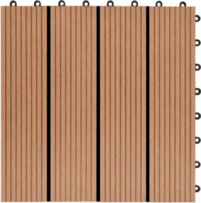 vidaXL Πλάκα Κατασκευής 11 pcs Ξύλο teak 30 x 30 cm WPC