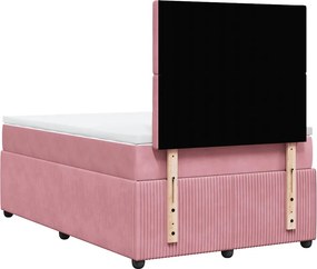 vidaXL Κρεβάτι Boxspring με Στρώμα Ροζ 120x190 εκ. Βελούδινο