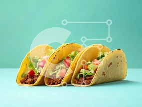 Intra Συλλεκτικό Ξύλινο Παζλ Plywood  4mm - Τρία Tacos γεμιστά με κιμά και φρέσκα λαχανικά Σε Ξύλινο Κουτί - Διαστάσεις: 10x10 cm – 25 κομμάτια
