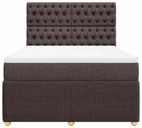 vidaXL Κρεβάτι Boxspring με Στρώμα Σκούρο Καφέ 140x200 εκ Υφασμάτινο