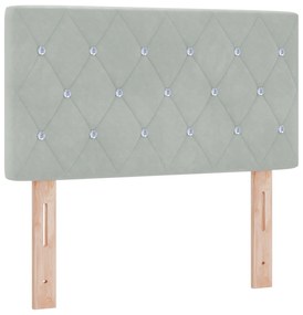 vidaXL Κεφαλάρι LED με κρυστάλλινα κουμπιά και ταυτισμένα Ανοιχτό γκρι 80 εκ. Βελούδο