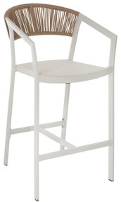 Σκαμπό Μπαρ C5892.02 Λευκό Αλουμινίου με P.E. Rattan &amp; Textline 56x58x105Y εκ. 56x58x105 εκ.
