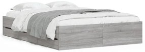 vidaXL Πλαίσιο Κρεβατιού με συρτάρια Γκρι sonoma 120x190εκ. Επεξ. Ξύλο