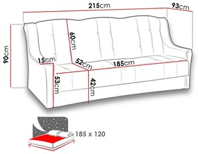 Καναπές κρεβάτι Providence 109, Αριθμός θέσεων: 3, Αποθηκευτικός χώρος, 90x215x93cm, 69 kg, Πόδια: Ξύλο | Epipla1.gr