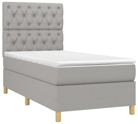 Κρεβάτι Boxspring με Στρώμα &amp; LED Αν.Γκρι 80x200 εκ. Υφασμάτινο - Γκρι