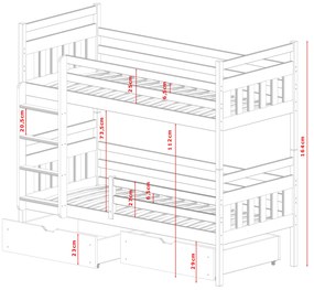 Κουκέτα  Adas με Συρτάρια από μασίφ ξύλο Natural 90×200cm (Δώρο 10% Έκπτωση στα Στρώματα)