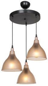 Φωτιστικό οροφής τρίφωτο Orazio pakoworld Ε27 μελί-μαύρο Φ40x80εκ