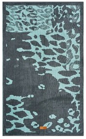 Πετσέτα Θαλάσσης Βελουτέ Zambia Veraman-Anthracite Kentia Θαλάσσης 80x160cm 100% Βαμβάκι