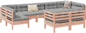 vidaXL Καναπές Κήπου Σετ 9 Τεμ. Μασίφ Ψευδοτσούγκα Ελάτης Μαξιλάρια