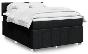 vidaXL Κρεβάτι Boxspring με Στρώμα Μαύρο 140x200 εκ. Υφασμάτινο