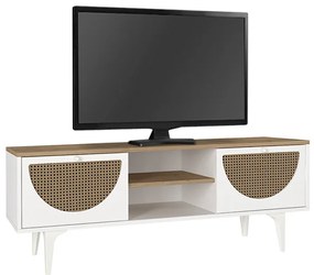 Έπιπλο τηλεόρασης Aureta Megapap χρώμα λευκό - sapphire oak 150x35x52,8 εκ.