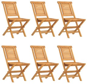 vidaXL Καρέκλες Κήπου Πτυσσόμενες 6 τεμ. 47x63x90 εκ. Μασίφ Ξύλο Teak