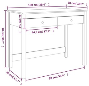 Γραφείο με Συρτάρια 100 x 50 x 78 εκ. από Μασίφ Ξύλο Πεύκου - Καφέ