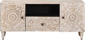 vidaXL Ντουλάπι TV Λευκό 105 x 33,5 x 46 εκ. Στερεό ξύλο μάνγκο