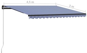 vidaXL Τέντα Συρόμενη Χειροκίνητη Μπλε / Λευκό 450 x 300 εκ.