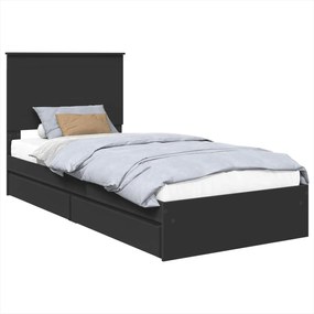 vidaXL Κρεβάτι Αποθήκης Μαύρο 75 x 190 cm Επεξεργασμένο ξύλο