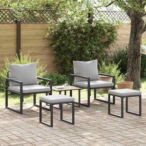 vidaXL Σετ Καναπέ Κήπου 4 pcs Μαύρο 61 x 72.5 x 71 εκ Ατσάλι