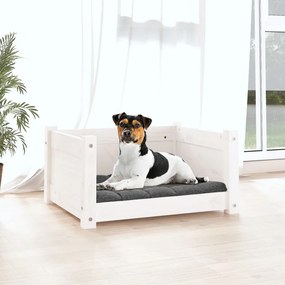 Κρεβάτι Σκύλου άσπρο 55,5x45,5x28 εκ. από Μασίφ Ξύλο Πεύκου - Λευκό