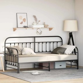 vidaXL Σκελετός κρεβατιού ημέρας Μαύρο 90 x 190 cm