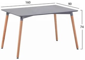 ΤΡΑΠΕΖΙ HM8697.10 MINIMAL, γκρι MDF, ξύλινα πόδια οξιά, 160Χ90X74,5Υ εκ (1 Τεμμάχια)