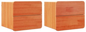 vidaXL Κομοδίνο 2 pcs Καφέ 39 x 34 x 33 εκ. Μασίφ ξύλο πεύκου