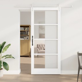 vidaXL Set Συρόμενης Πόρτας  με Εξαρτήματα Λευκό 93x211 cm Σταθερό Ξύλο Πεύκου