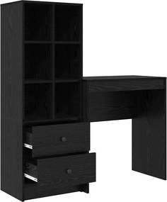 vidaXL Γραφείο με συρτάρι με ράφι με αποθήκευση 2 pcs Μαύρη Οξυά