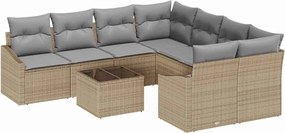 vidaXL Σετ Καναπέ με μαξιλάρι 9 pcs Μπεζ και Γκρι συνθετικό ρατάν