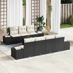 vidaXL Σετ Καναπέ Κήπου 8 pcs Μαύρο Πολυ ράταν