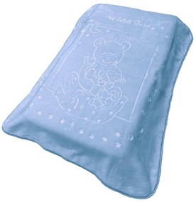 Κουβέρτα Κούνιας Βελουτέ Ανάγλυφη Bebe Sweet Bear 11 Baby Blue 110x140 - Dimcol