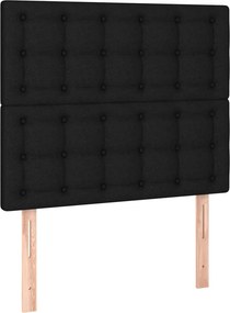 vidaXL Κρεβάτι Boxspring με Στρώμα Μαύρο 90x200 εκ. Υφασμάτινο