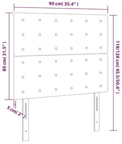 Κεφαλάρι Κρεβατιού LED Γκρι 90x5x118/128 εκ - Γκρι