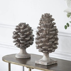 Artekko Pine Cone Διακοσμητικό Γλυπτό Κουκουνάρα Ρητίνης Γκρι (18x18x36)cm Σετ/2 - 77342