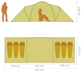 Σκηνή Camping 6 Ατόμων Γκρι / Πορτοκαλί - Γκρι