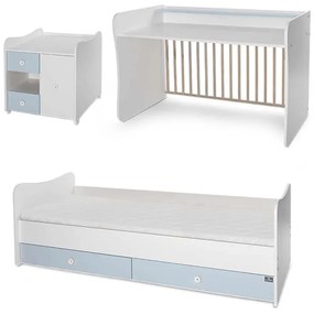 Πολυμορφικό βρεφικό κρεβάτι Mini Max  White + Baby Blue 10150500039A Lorelli