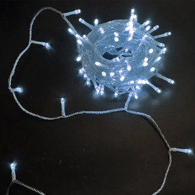100 χριστουγεννιάτικα led λαμπάκια πλεξούδα ψυχρό φως IP44 με διάφανο καλώδιο &amp; πρόγραμμα