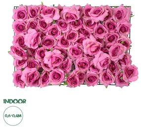 Artificial Garden ROSES STORY 20357 Τεχνητό Διακοσμητικό Πάνελ Λουλουδιών - Κάθετος Κήπος σύνθεση Βυσσινί Τριαντάφυλλα Μ40 x Π60 x Υ15cm